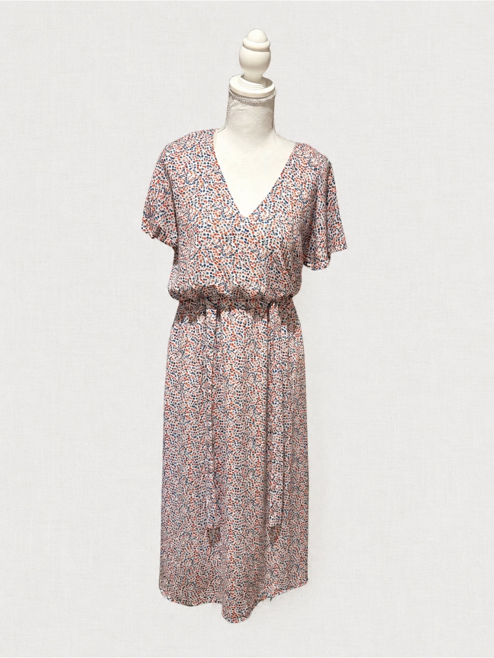 Sienna Sky Floral Midi Dress in Blue and Pink